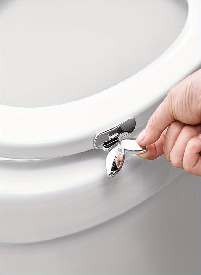 SHOPVILLA Plastic Toilet Lid Lifter, Self Adhesive Avoid Touching Toilet Handle Bathroom Gadgets, Toilet Seat Lifter, Commode Lifting Tool for Office, School, Home Toilet Ring Raiser Clip (Silver) - Image 4